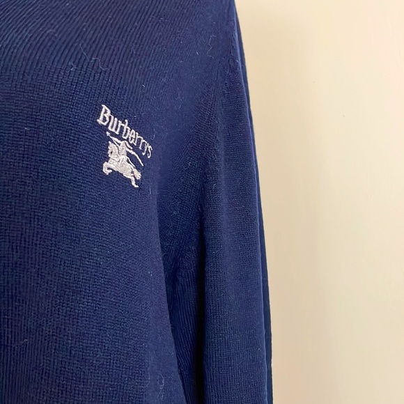 BURBERRY 100% pure lambswool sweater navy blue - Picture 2 of 8